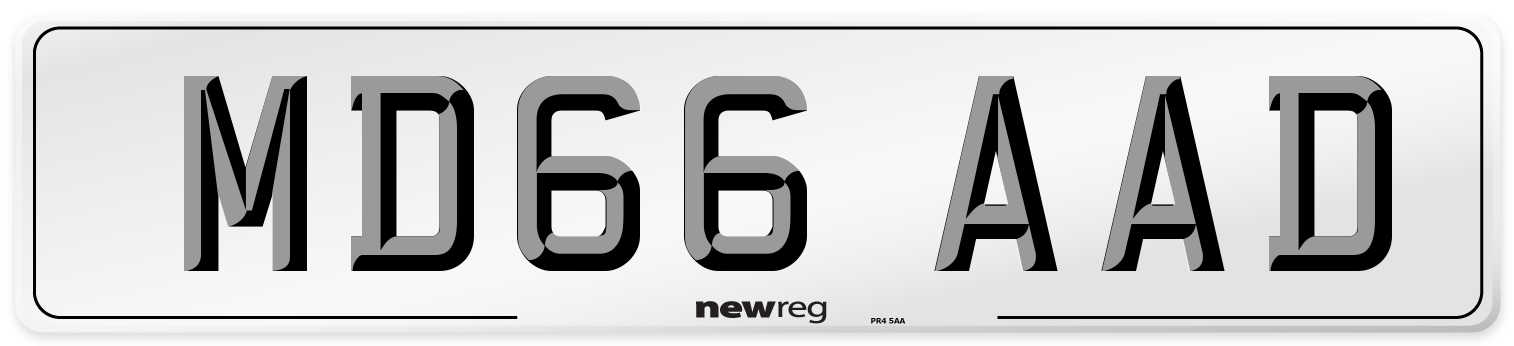 MD66 AAD Number Plate from New Reg